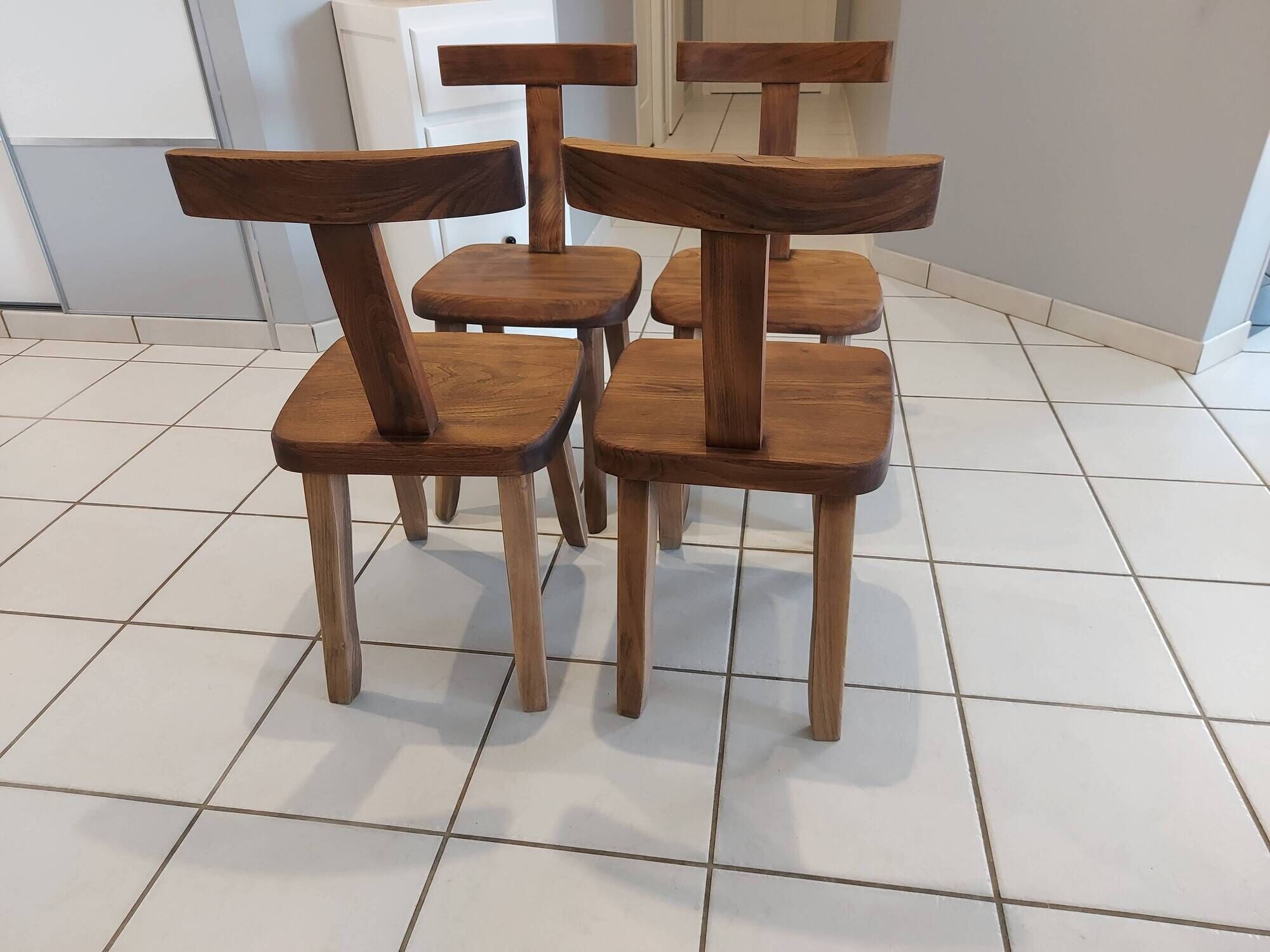 Suite of 4 rustic chairs from the 70/80's