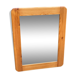 Scandinavian rectangular rounded pine mirror 50x62cm