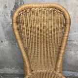 Set of 4 chairs rattan and wicker signed HH