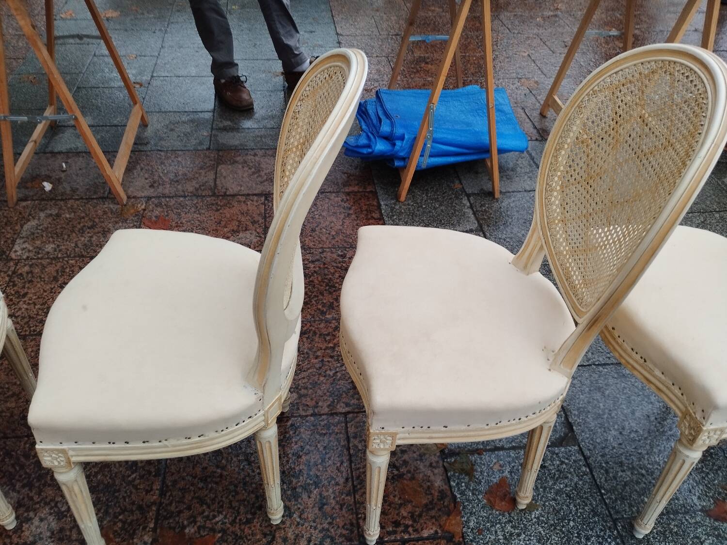 Beautiful set of six antique Louis XVI style chairs