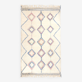 Beni ourain ecru Berber rug with colorful patterns 250 x 158 cm