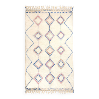 Beni ourain ecru Berber rug with colorful patterns 250 x 158 cm