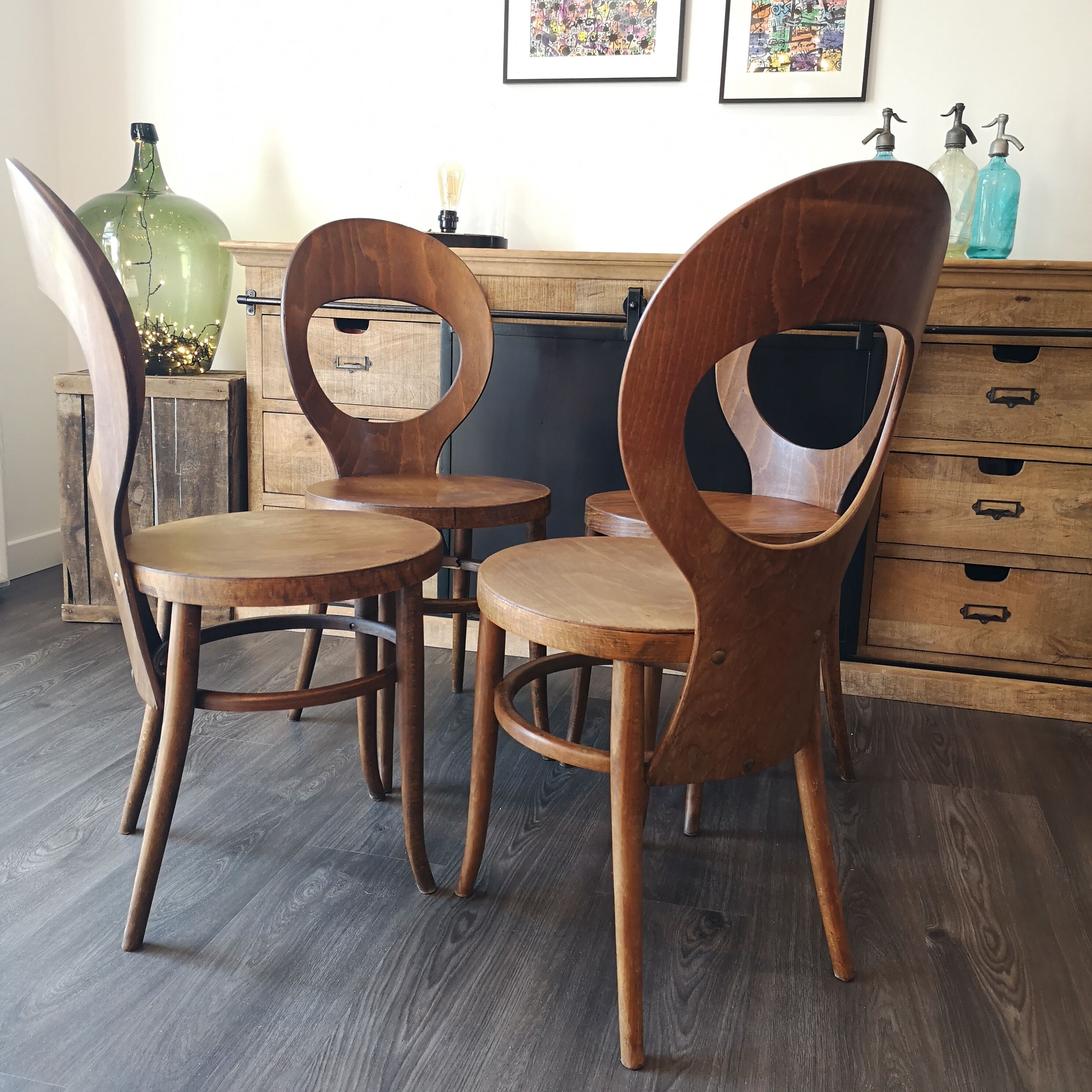 Série de 4 chaises bistrot Baumann mouette