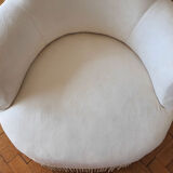 White fabric toad armchair