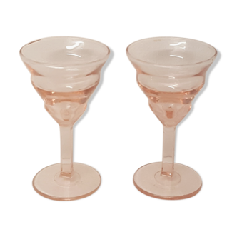 Duo of pink liquor glasses