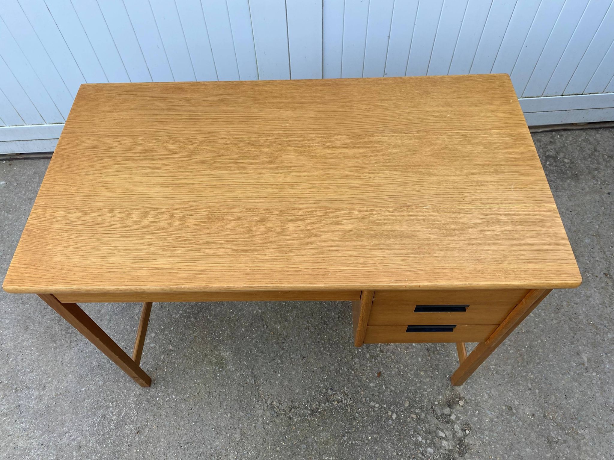 Scandinavian desk in light teak wood with 3 + 1 drawers, vintage from the 60s