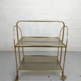 Desserte vintage doré et plexi pliante circa 1960