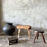 Small stool, side stool in old teak, footrest