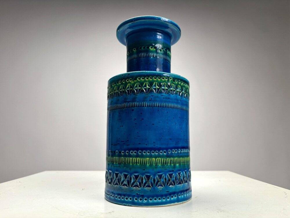 Rimini Blue Terracotta Ceramic Vase attributed to Aldo Londi for Bitossi, Italy, 1960s
