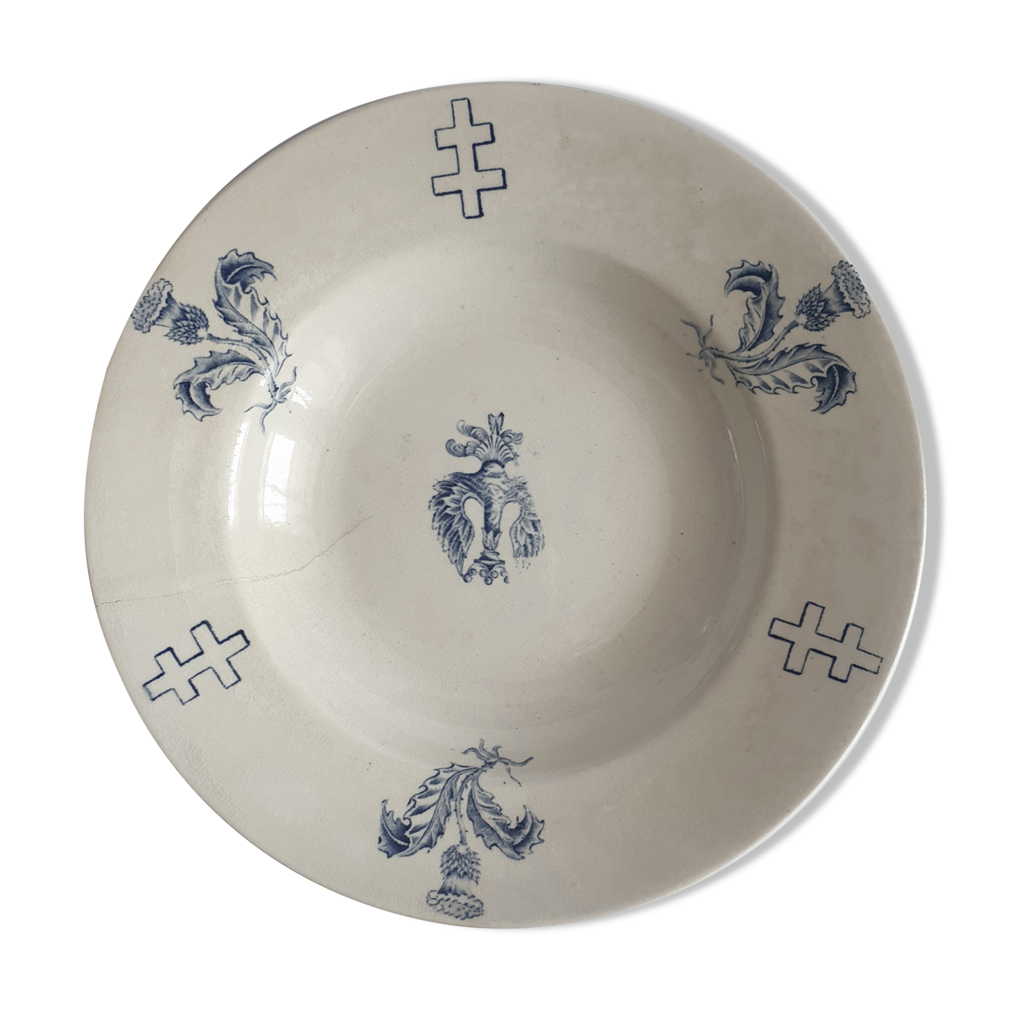 Hollow plate Luneville Keller Guerin thistle cross of Lorraine