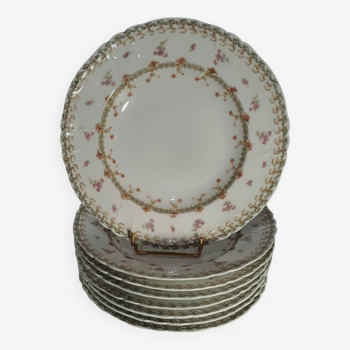 8 assiettes creuses en porcelaine Haviland et Co tampon Bourgeois Paris