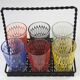 Set of 6 Vintage Lemonade Glasses in Black Metal Carrier — Made in Holland, 1960s/1970s