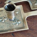 Pair of bronze candlesticks, fleur-de-lis