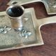 Pair of bronze candlesticks, fleur-de-lis