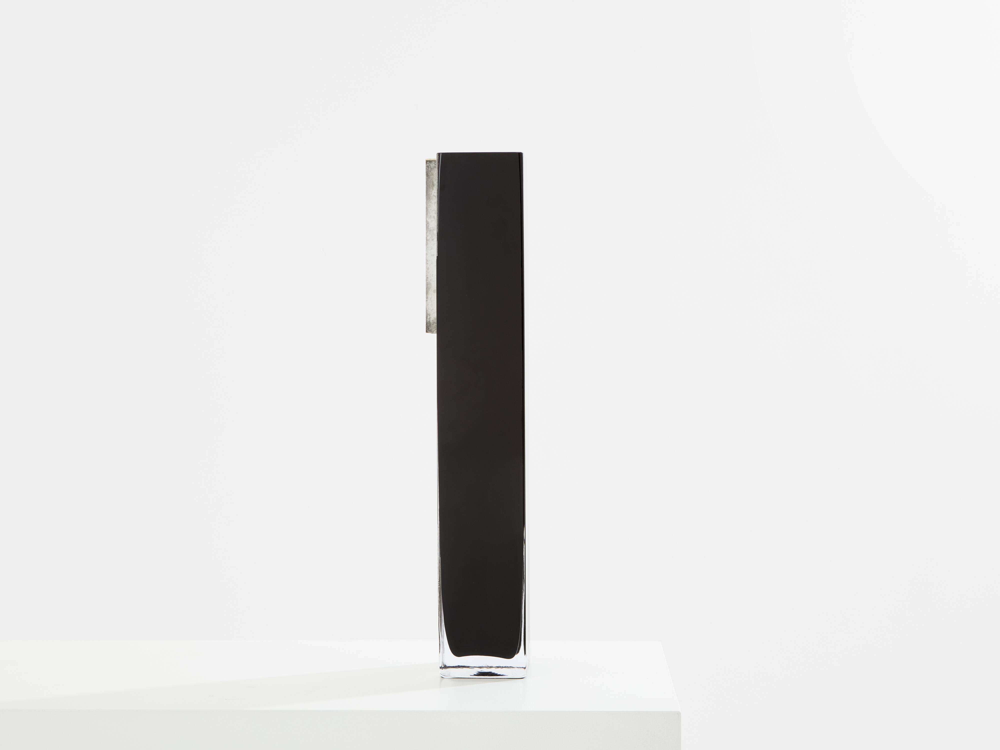 Art Deco vase in black and white opaline glass Anatole Riecke 1939