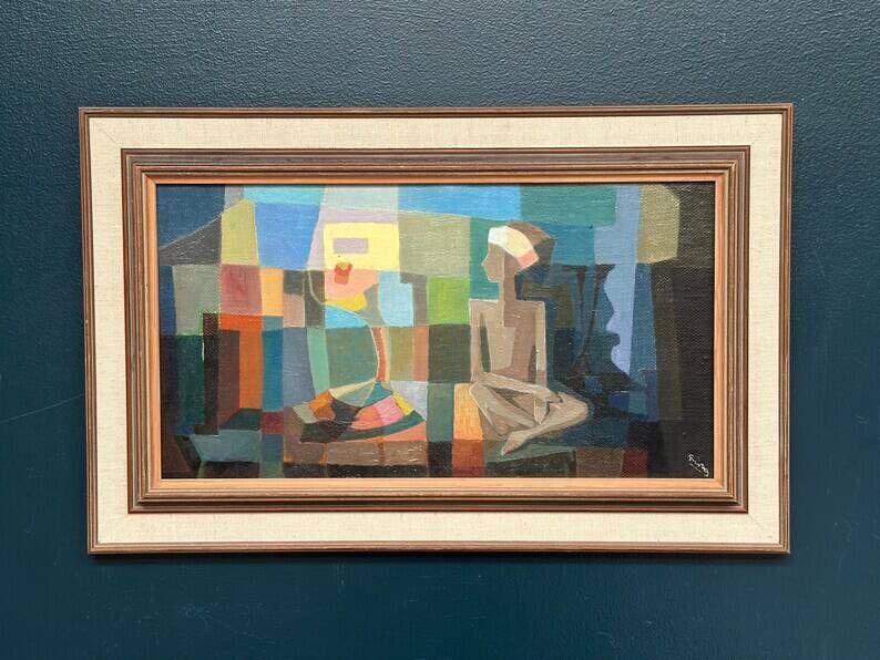 Original Oil on Swedish Panel – "The Snake Charmer" by Ragnar Ring (1908–1999) – Signed – Vintage and Framed – 38 × 60 cm (15" × 23.6")