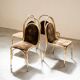 Table peinte en or et 4 chaises en tissu d'origine