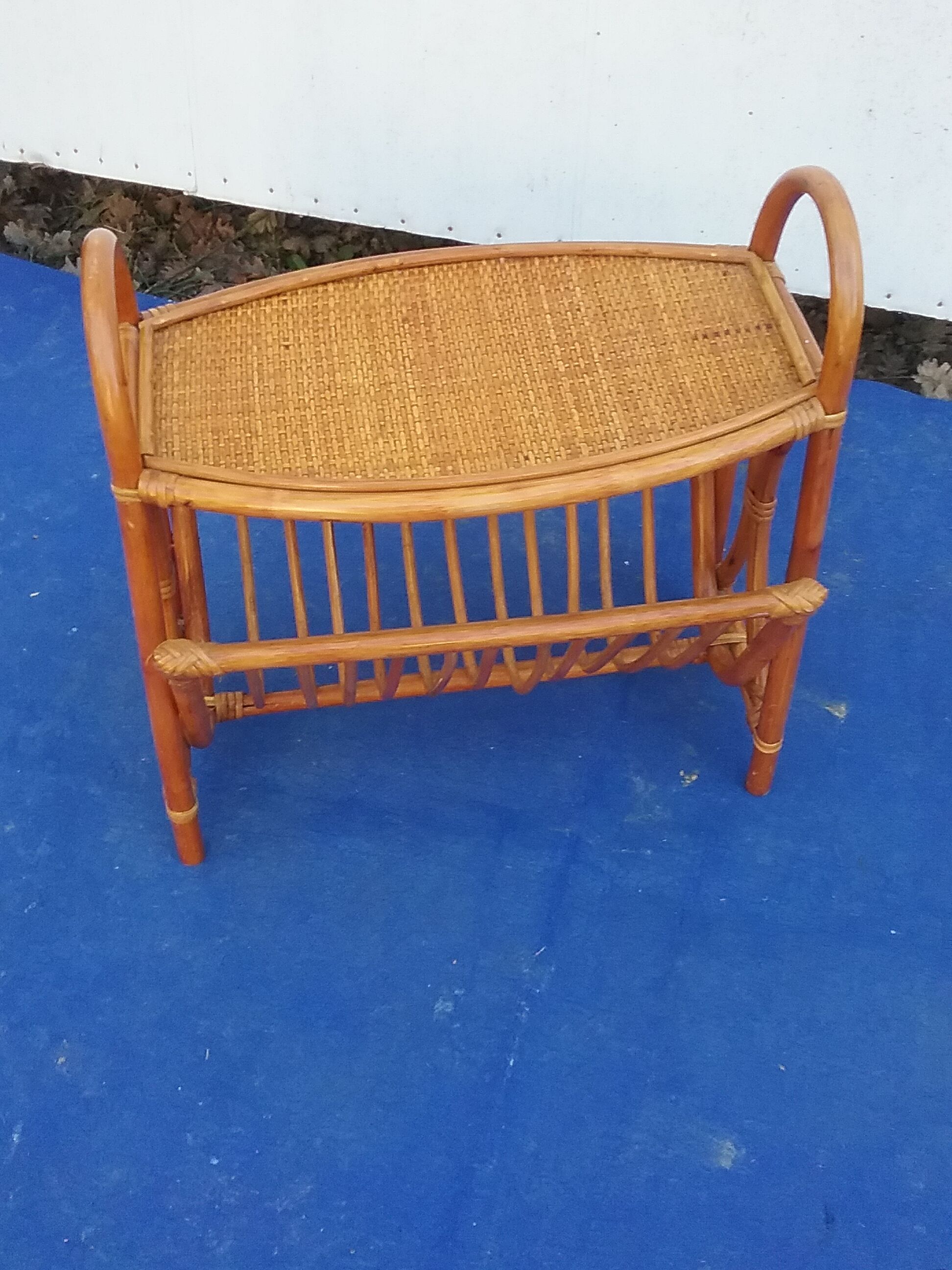 Bamboo and rattan magazine holder