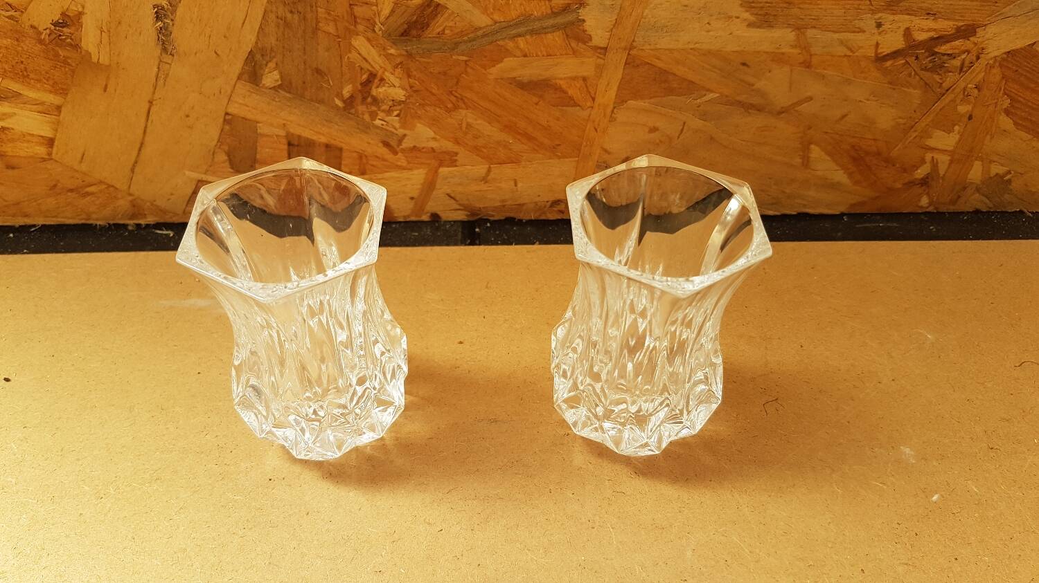Pair Cristal D'Arques Vase Vintage Cut Crystal #B063