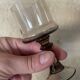 3 stemmed digestif glasses, smoked brown glass