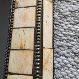 Miroir artisanal vintage en os et laiton 32x47cm