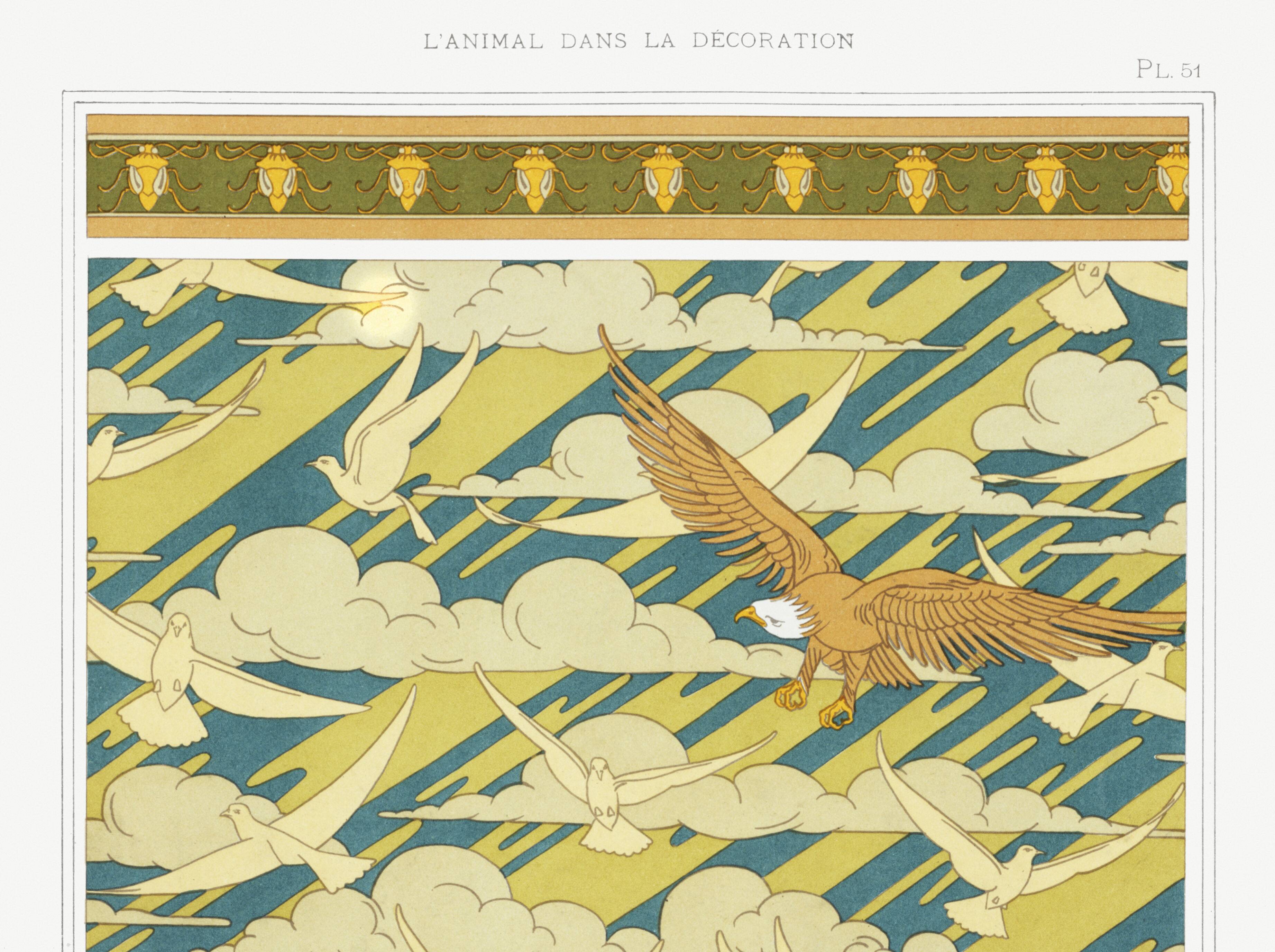 Poster “Eagles and Pigeons”, after an Art Nouveau lithograph from 1897