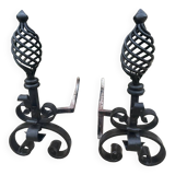 Pair of wrought iron andirons