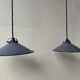 Pair of blue enameled sheet metal pendant lights