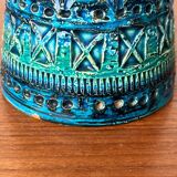 Bougeoir en céramique bleu Rimini moderne du milieu du siècle par Aldo Londi pour Bitossi, Italie, années 1960