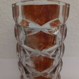 Set of 2 thick faceted glass vases from the 70s