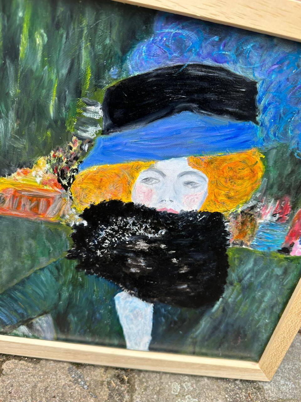5 tableaux, reproductions peintes à la main hommage à Gustav Klimt