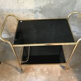 Serving Golden two trays in black glass - vintage