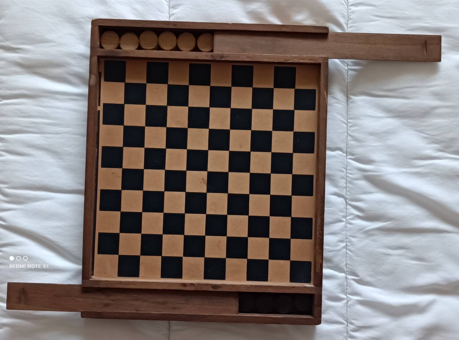 Wooden game of checkers and goose