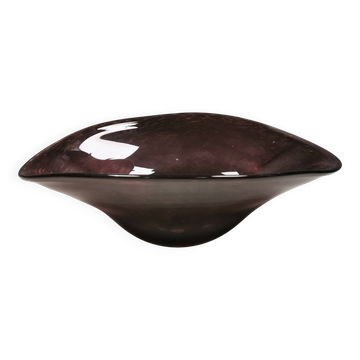Grand plat en verre multicouches, d'une belle couleur violette années 1980