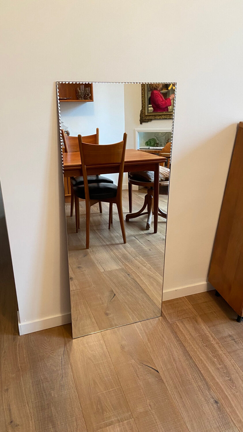 Beveled mirror in festoon 123x51 cm from the 60s