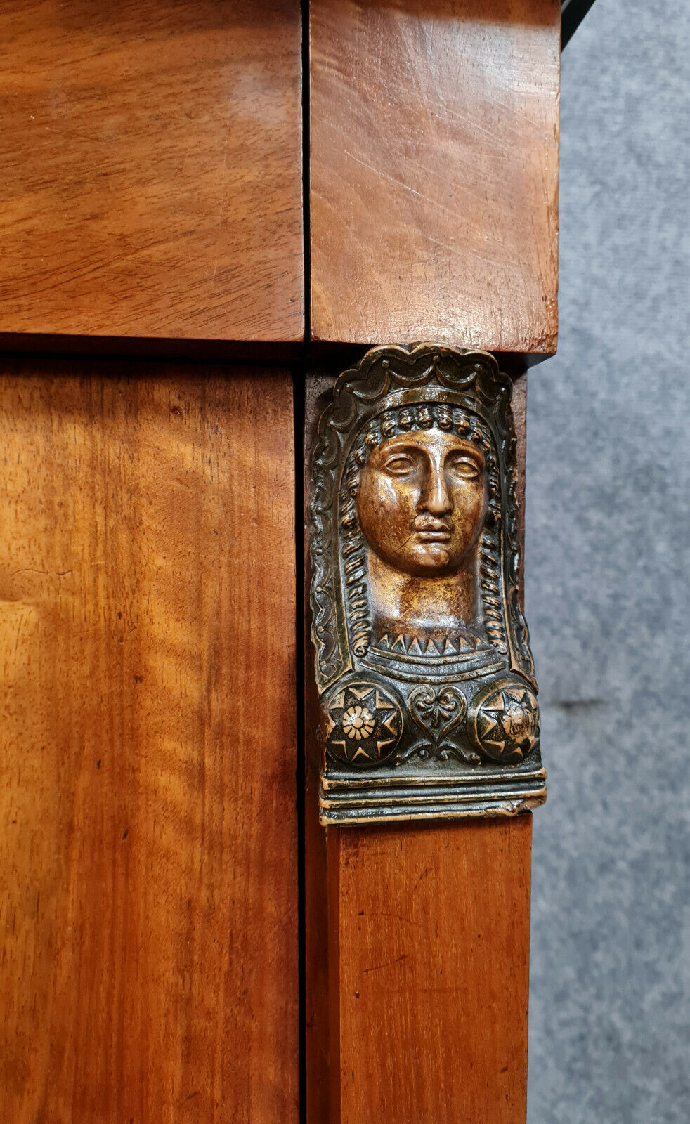 Secretary empire era with caryatid in blond mahogany around 1810