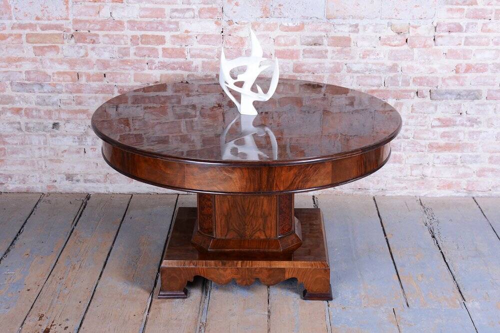 Art Deco Dining Table in Walnut, Czech, 1920s