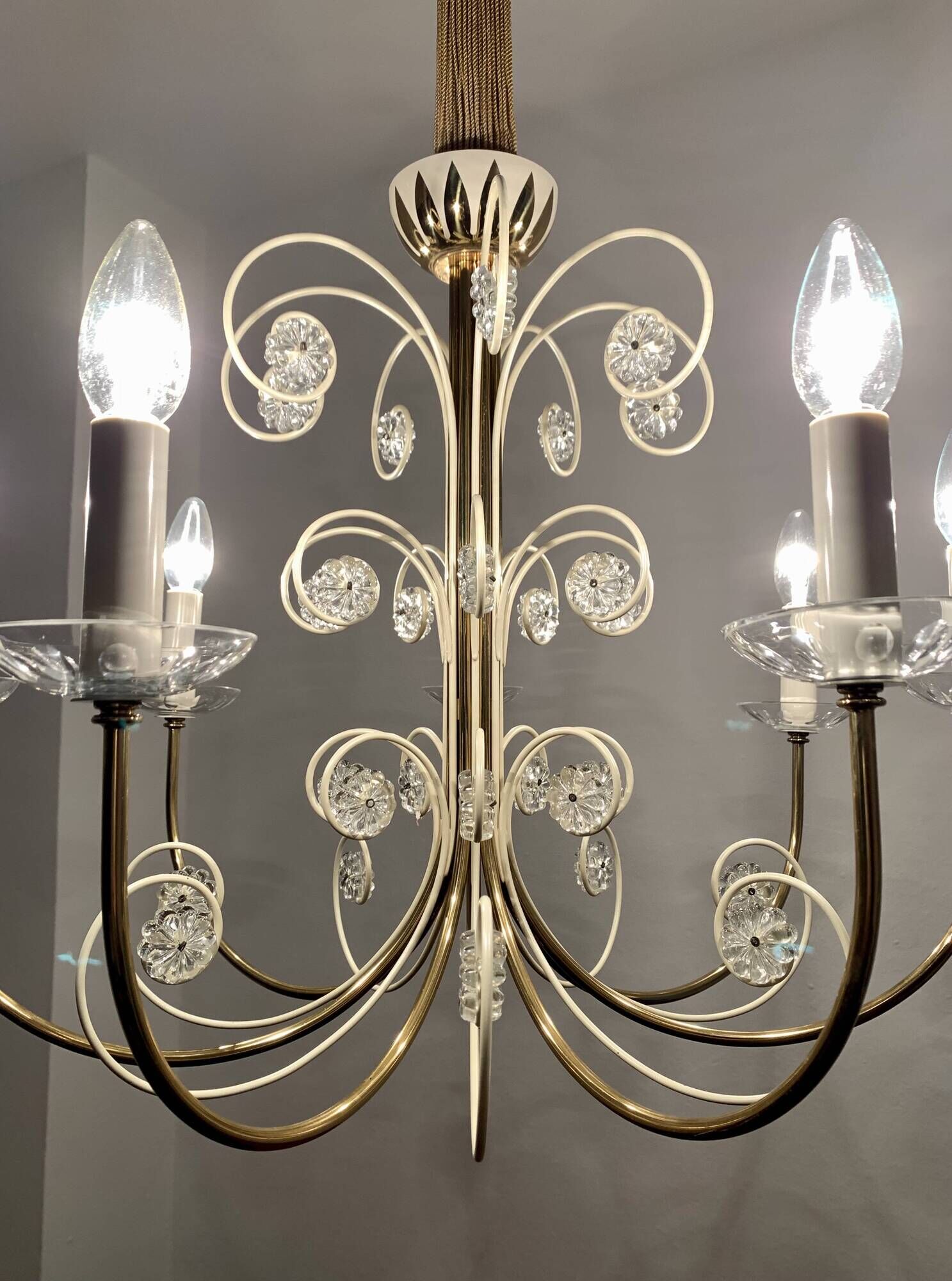 Crystal Glass Chandelier by Vereinigte Werkstätten Collection