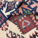 Wool antique kilim, tribal motif wool area rug- 212x290cm