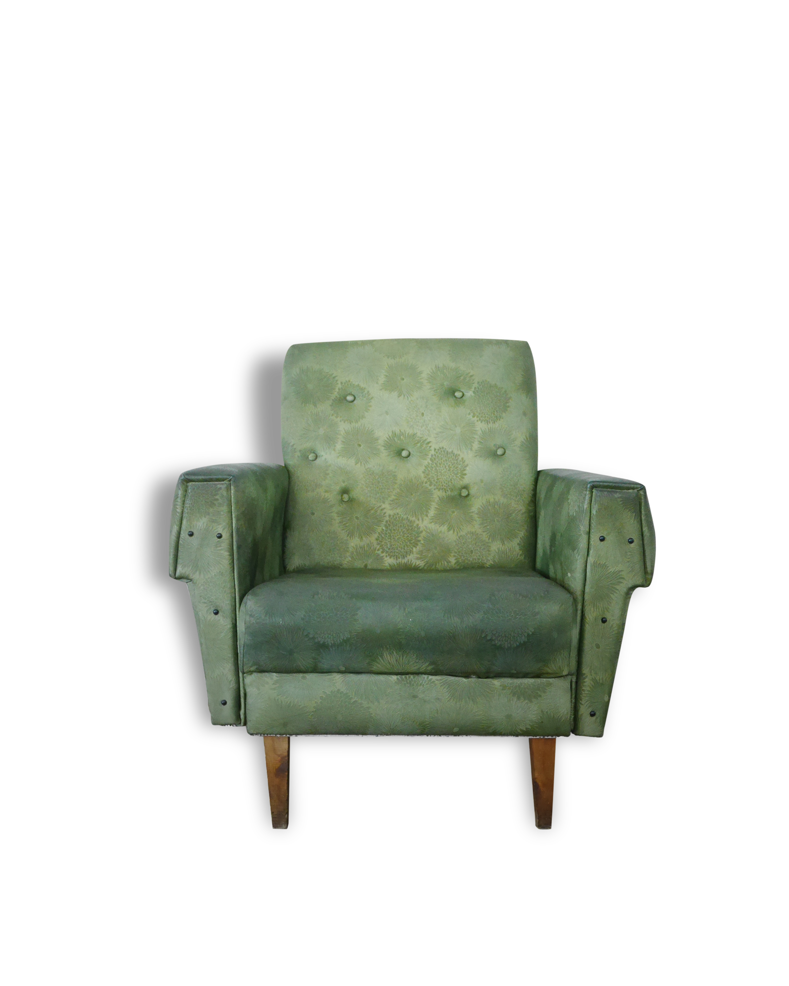 Green armchair in leatherette