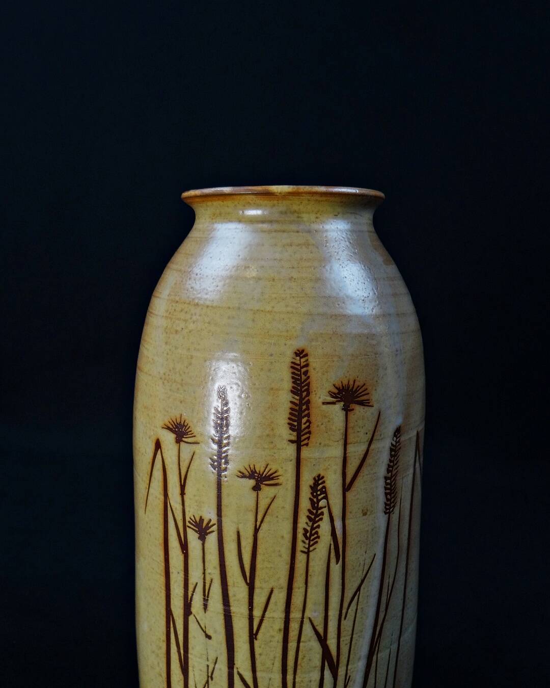 Stoneware Herbarium Vase signed Poteries Dequeker Saint-Georges-la-Pouge, Creuse