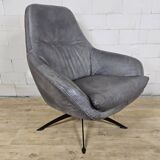 Grey leather swivel armchair Specter by DYYK (Almost new)