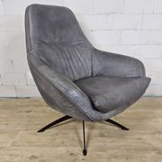 Grey leather swivel armchair Specter by DYYK (Almost new)