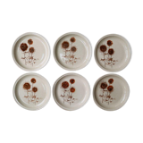 Set of 6 dessert plates in Sarreguemines sandstone, thistle pattern