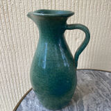 Carafe vintage en terre  émaillée bleu vert