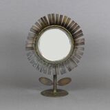 Jean Vinay flower mirror 1960s, In copper & brass