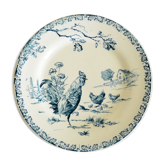 Flat plate porcelain of Gien pattern Roosters