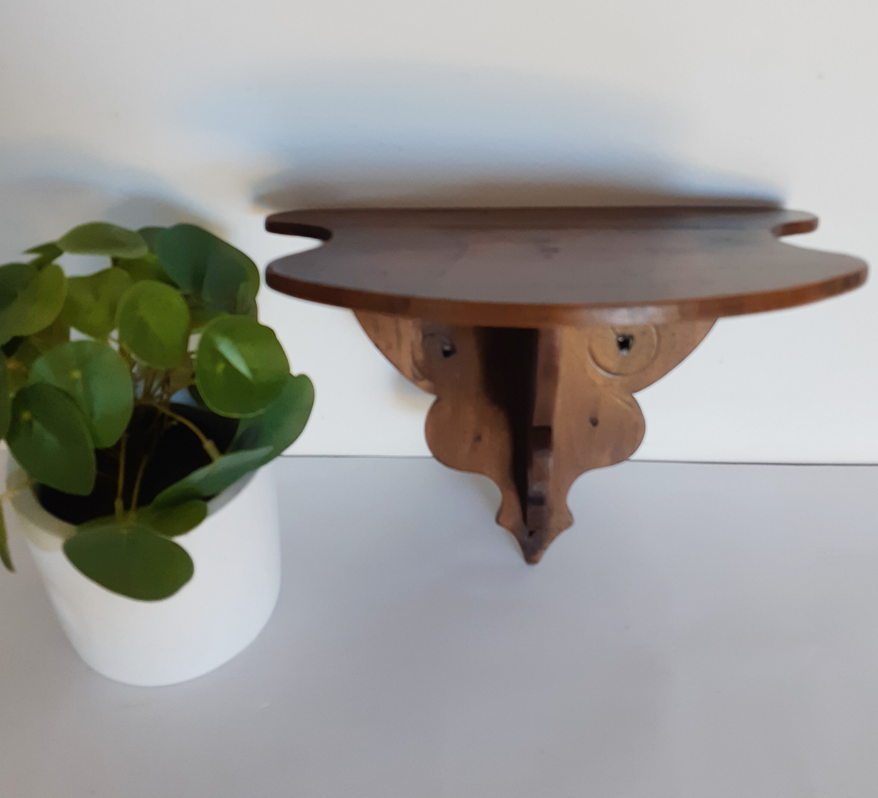 Wooden wall shelf, plant holder