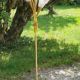 Vintage floor lamp in gilded brass with 5 glass tulips from the 50s