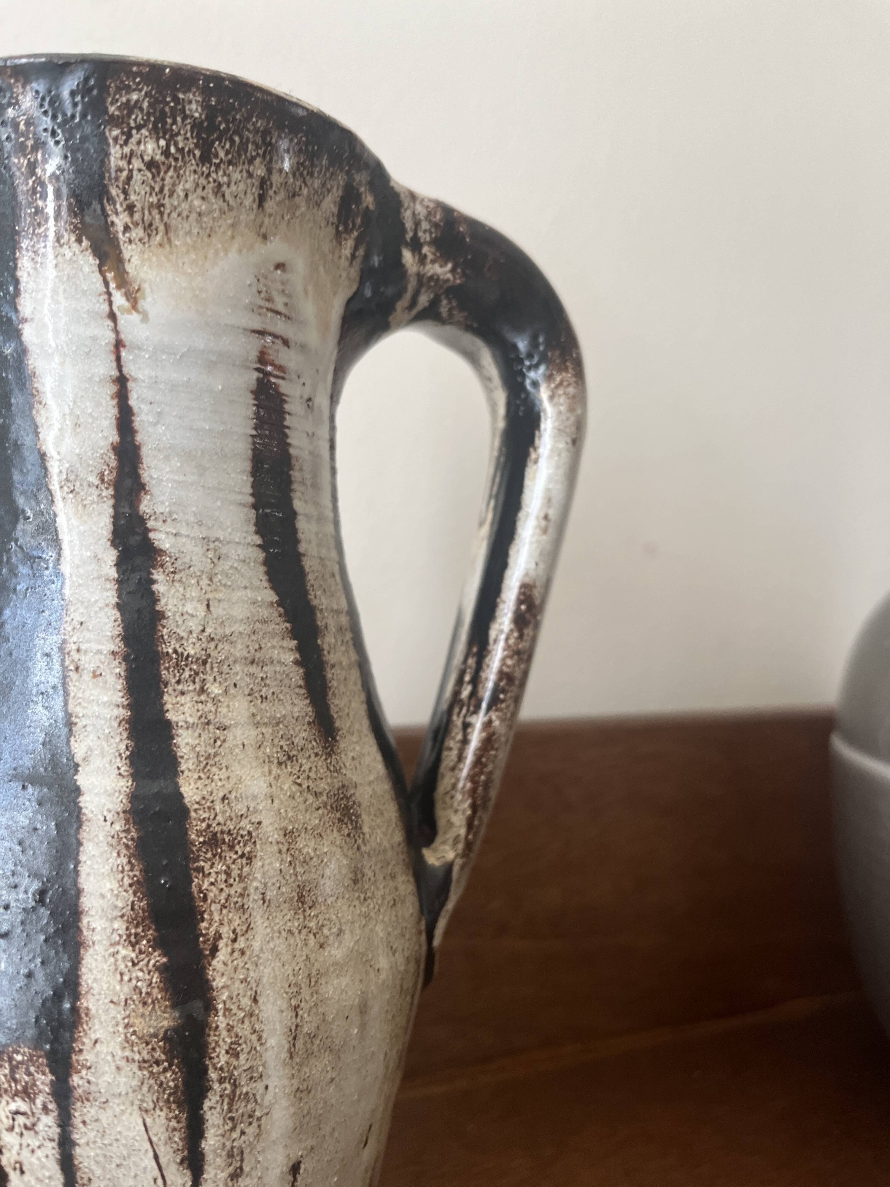 enameled and signed ceramic carafe, 1950